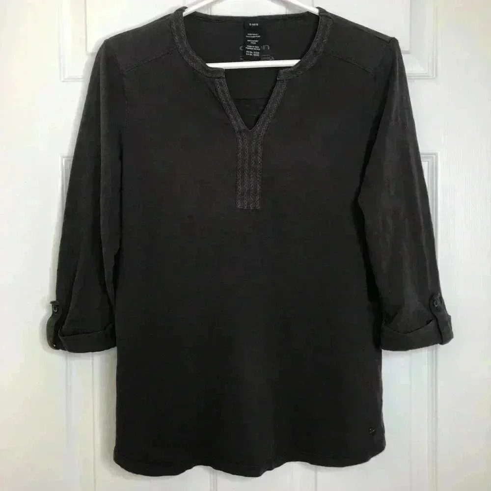 Olsen  Europe Tunic Shirt Dark Grey V-Neck Size 8